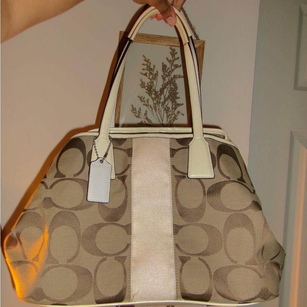 Coach Brown and Cream Signature Tote Bag